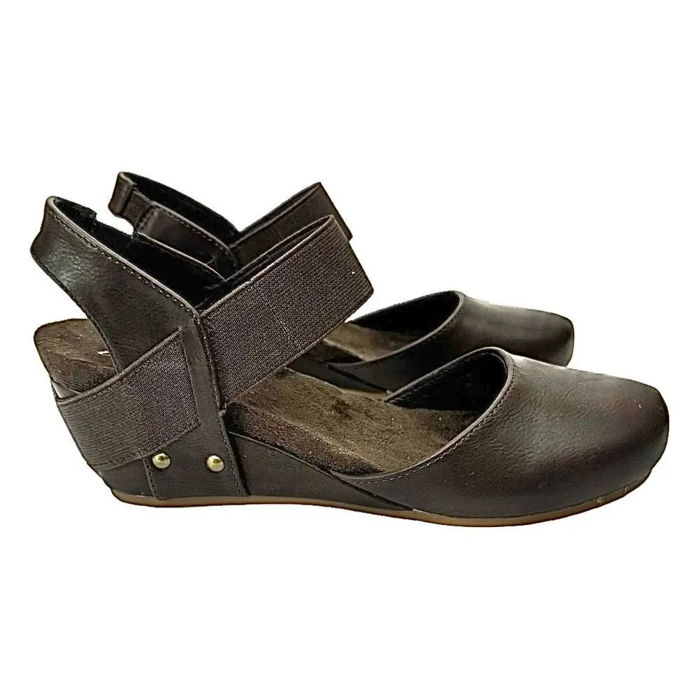 Vintage 7 Eight Brown Leather Wedge Sandals Women’s Size 6.5 Comfortable Chic - Picture 10 of 10